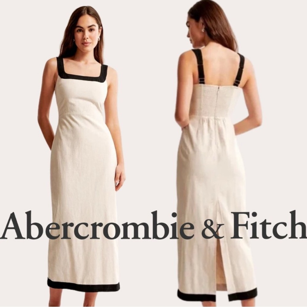 Abercrombie & Fitch Black and Cream Maxi Dress